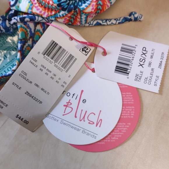 Profile Blush by Gottex Peacock Side Circle Tie Swim Bikini Bottom XS 6 - Picture 9 of 11